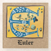 Middeleeuwse lichte lichte letter E Monogram Glazen Onderzetter (Voorkant)