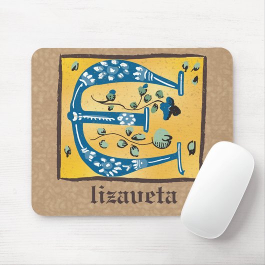 Middeleeuwse lichte lichte letter E Monogram Muismat (Met muis)