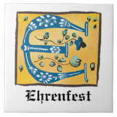 Middeleeuwse lichte lichte letter E Monogram Tegeltje (Voorkant)