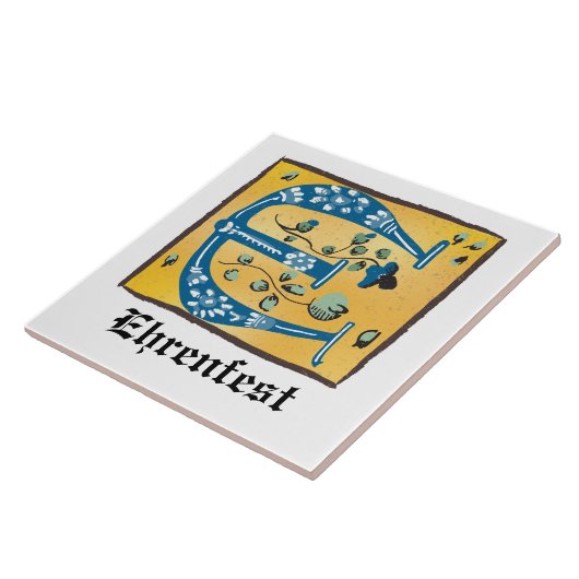 Middeleeuwse lichte lichte letter E Monogram Tegeltje (Zijkant)