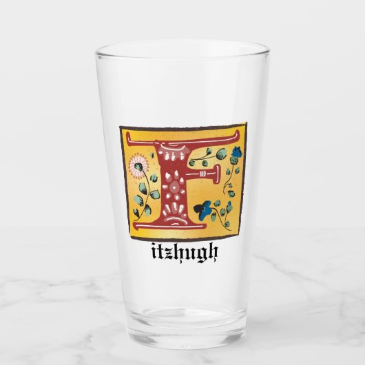 Middeleeuwse lichte lichte letter F Monogram Glas (Voorkant)