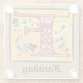 Middeleeuwse lichte lichte letter F Monogram Glazen Onderzetter (Achterkant)