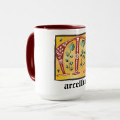 Middeleeuwse lichte Mok met M-monogram (Voorkant links)