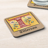 Middeleeuwse lichte, verlichte brief T Monogram Bier Onderzetter (Linkerzijde)