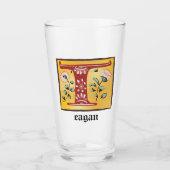 Middeleeuwse lichte, verlichte brief T Monogram Glas (Voorkant)