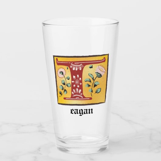 Middeleeuwse lichte, verlichte brief T Monogram Glas (Voorkant)