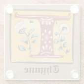 Middeleeuwse lichte, verlichte brief T Monogram Glazen Onderzetter (Achterkant)