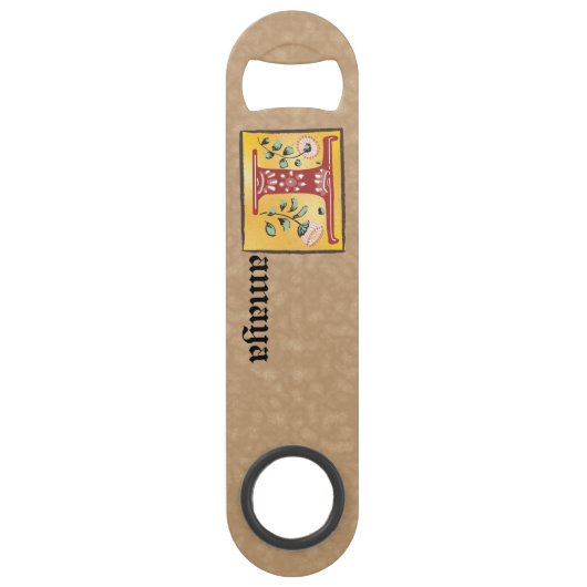 Middeleeuwse lichte, verlichte brief T Monogram Speed Flessenopener (Voorkant)