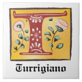 Middeleeuwse lichte, verlichte brief T Monogram Tegeltje (Voorkant)