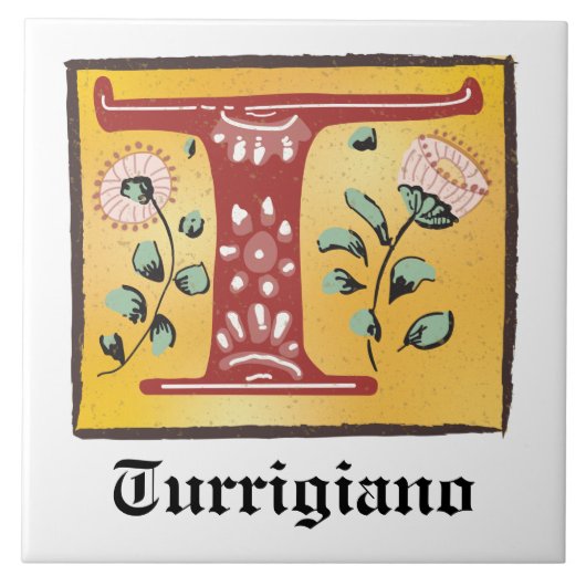 Middeleeuwse lichte, verlichte brief T Monogram Tegeltje (Voorkant)