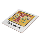 Middeleeuwse lichte, verlichte brief T Monogram Tegeltje (Zijkant)