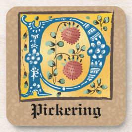 Middeleeuwse lichte, verlichte letter P Monogram Bier Onderzetter