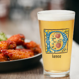 Middeleeuwse lichte, verlichte letter P Monogram Glas