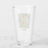 Middeleeuwse lichte, verlichte letter P Monogram Glas (Achterkant)