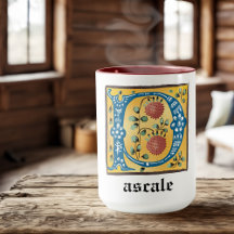 Middeleeuwse lichte, verlichte letter P Monogram M