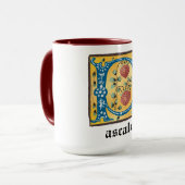 Middeleeuwse lichte, verlichte letter P Monogram M Mok (Voorkant links)