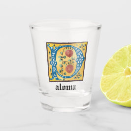 Middeleeuwse lichte, verlichte letter P Monogram Shot Glas