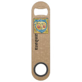 Middeleeuwse lichte, verlichte letter P Monogram Speed Flessenopener (Achterkant)