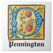 Middeleeuwse lichte, verlichte letter P Monogram Tegeltje (Voorkant)