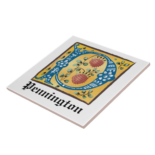 Middeleeuwse lichte, verlichte letter P Monogram Tegeltje (Zijkant)