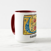 Middeleeuwse lichte, verlichte letter U Monogram M Mok (Voorkant links)