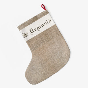 Middeleeuwse 'Linnen' Xmas Stocking w / Heraldic B Grote Kerstsok