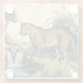Middeleeuwse luipaard met Waterval Natuur Art Glazen Onderzetter (Achterkant)