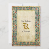 Middeleeuwse Manuscript Bruids Douche Uitnodiging (Achterkant)