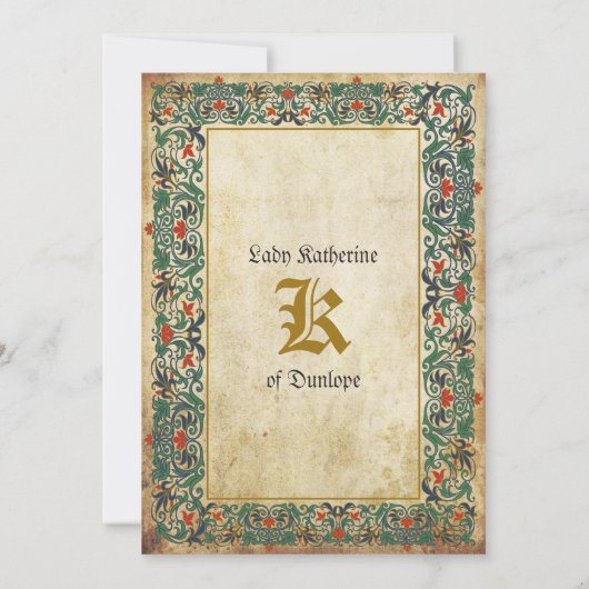 Middeleeuwse Manuscript Bruids Douche Uitnodiging (Achterkant)