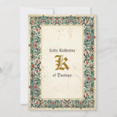 Middeleeuwse Manuscript Bruids Douche Uitnodiging (Achterkant)