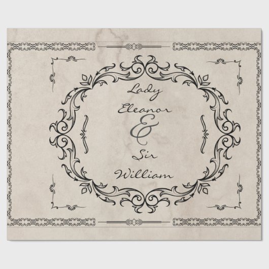 Middeleeuwse Manuscript Elegant bruiloft Cadeaupapier (Vlak)