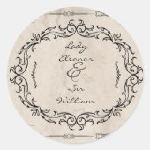 Middeleeuwse Manuscript Elegant bruiloft Ronde Sticker (Voorkant)