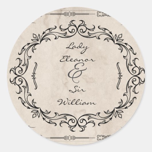 Middeleeuwse Manuscript Elegant bruiloft Ronde Sticker (Voorkant)