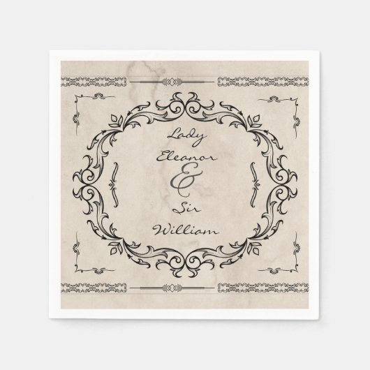 Middeleeuwse Manuscript Elegant bruiloft Servet (Voorkant)