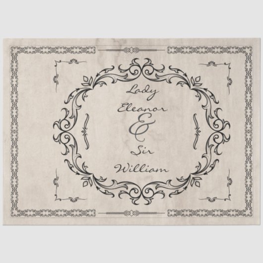 Middeleeuwse Manuscript Elegant bruiloft Tissuepapier (Voorkant)