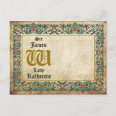 Middeleeuwse Manuscript Gothic Save the Date Aankondigingskaart (Achterkant)