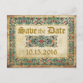 Middeleeuwse Manuscript Gothic Save the Date Aankondigingskaart (Voorkant)