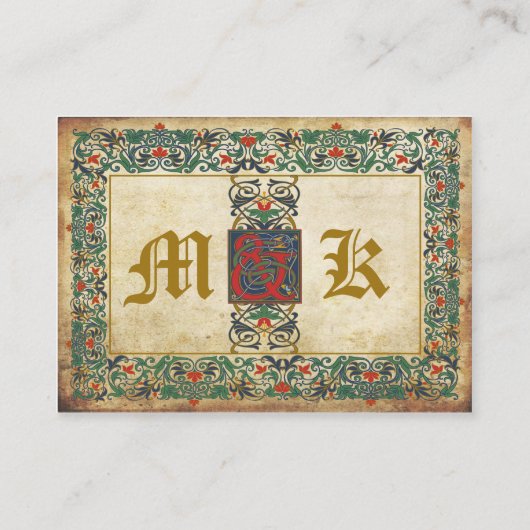 Middeleeuwse Manuscript Gothic Trouwplaats Kaarten Plaatskaartje (Achterkant)