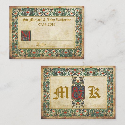 Middeleeuwse Manuscript Gothic Trouwplaats Kaarten Plaatskaartje (Voorkant / Achterkant)