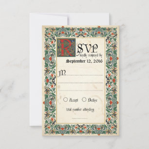 Middeleeuwse Manuscript RSVP-kaart RSVP Kaartje
