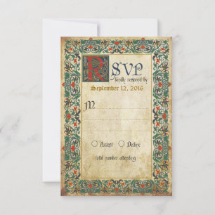 Middeleeuwse Manuscript RSVP-kaart RSVP Kaartje
