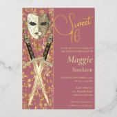 Middeleeuwse Masquerade Sweet 16 Uitnodiging (Voorkant)