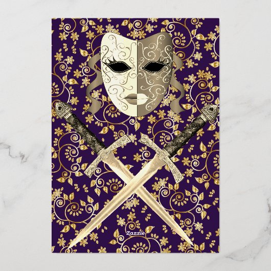 Middeleeuwse Masquerade Sweet 16 Uitnodiging (Achterkant)