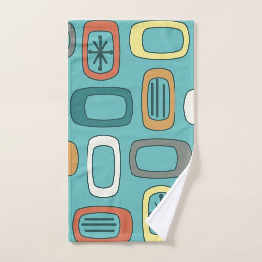 Middeleeuwse MCM afgeronde rechthoeken Aquamarine Bad Handdoek (Handdoek)