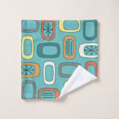 Middeleeuwse MCM afgeronde rechthoeken Aquamarine Bad Handdoek (Wasdoekje)