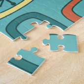 Middeleeuwse MCM afgeronde rechthoeken Aquamarine Legpuzzel (Zijkant)