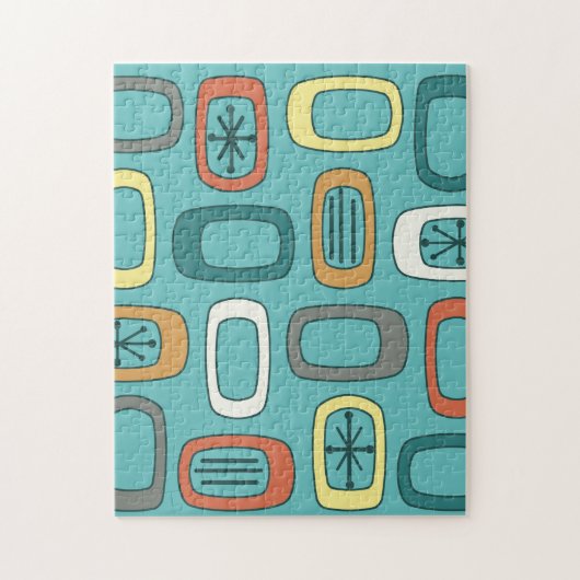 Middeleeuwse MCM afgeronde rechthoeken Aquamarine Legpuzzel (Verticaal)