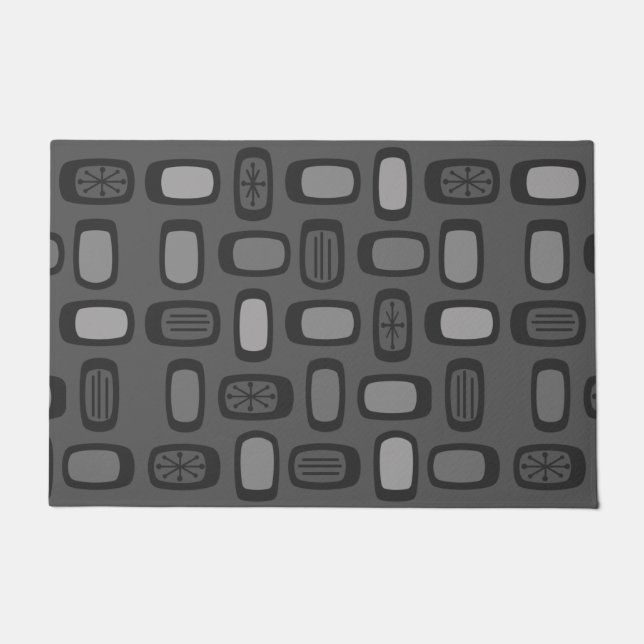 Middeleeuwse MCM afgeronde rechthoeken Ash Gray Deurmat (Voorkant)