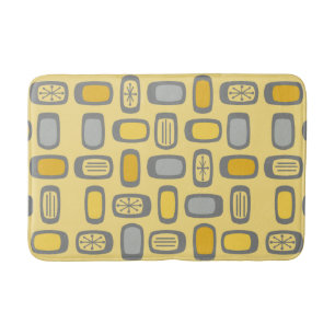 Middeleeuwse MCM afgeronde rechthoeken Geel grijs Badmat