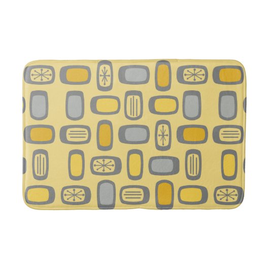 Middeleeuwse MCM afgeronde rechthoeken Geel grijs Badmat (Voorkant)
